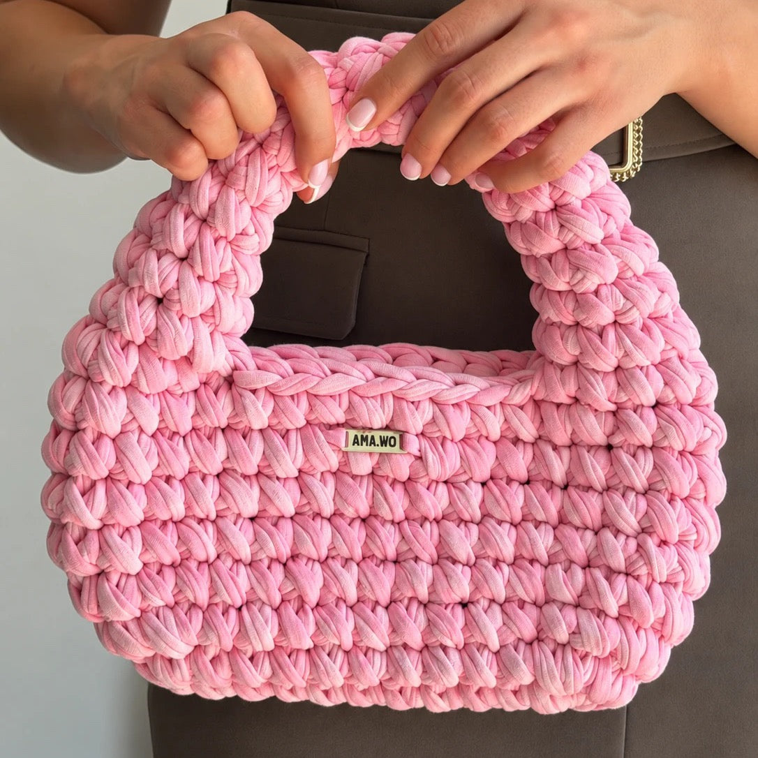 Sac Hana crocheté main, rose